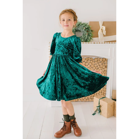 pippa dress | crushed green velvet