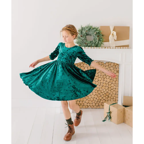 pippa dress | crushed green velvet