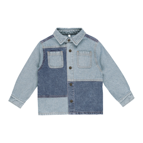 patchwork overshirt || light washed denim