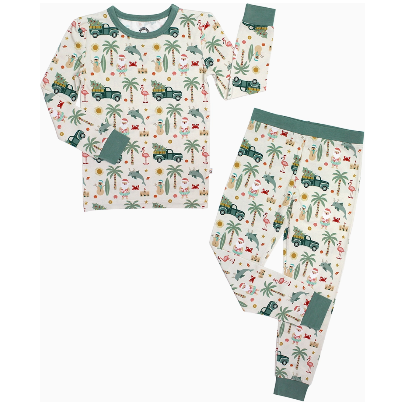 coastal christmas holiday bamboo kids pajamas sleep set