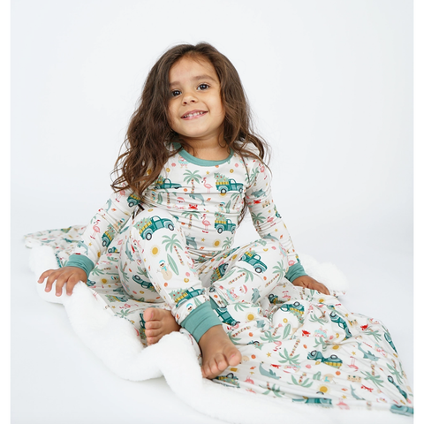 coastal christmas holiday bamboo kids pajamas sleep set