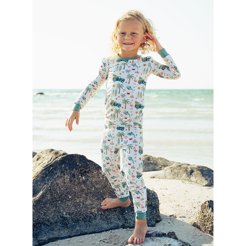 coastal christmas holiday bamboo kids pajamas sleep set