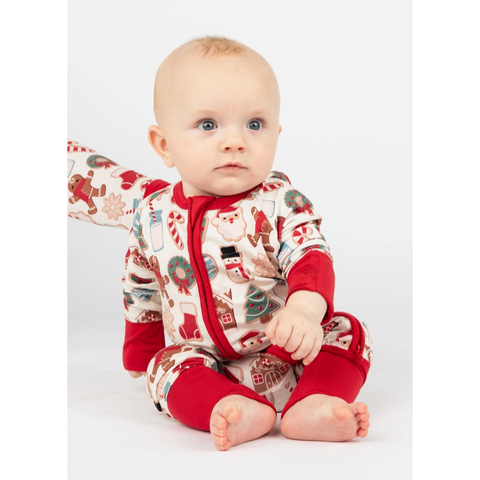 milk & cookies holiday bamboo baby pajamas convertible romper