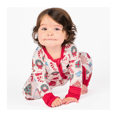 milk & cookies holiday bamboo baby pajamas convertible romper