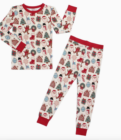 milk & cookies holiday bamboo kids pajamas sleep set