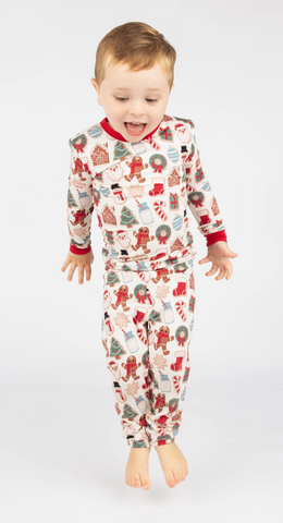 milk & cookies holiday bamboo kids pajamas sleep set