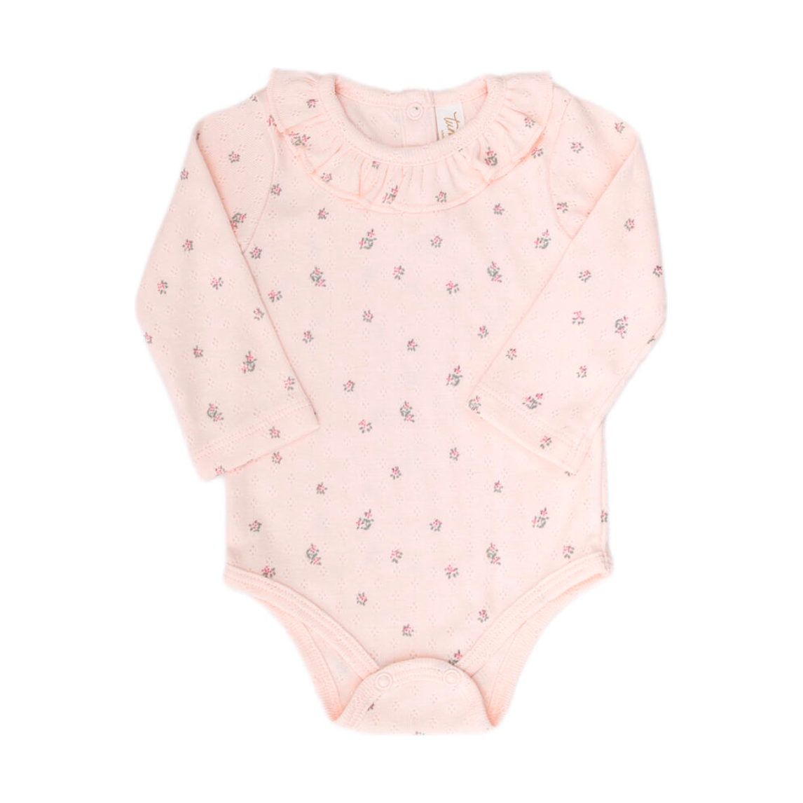 pointelle ruffle bodysuit | floweret baby pink