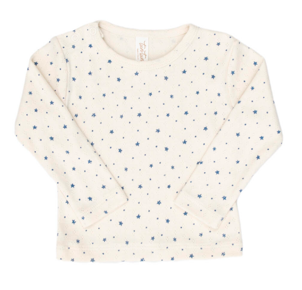 pointelle top | little stars white swan