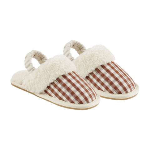 slippers || brick gingham