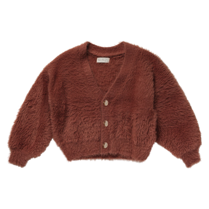 fuzzy cardigan || brick