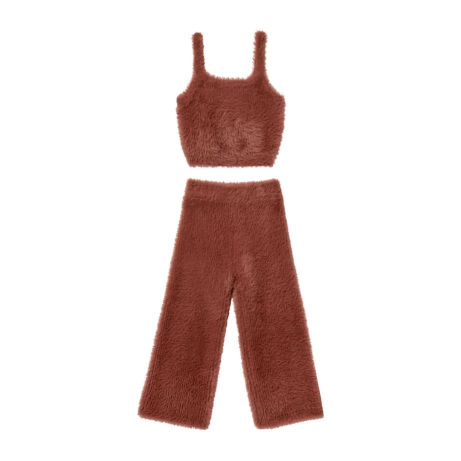 fuzzy knit set || brick