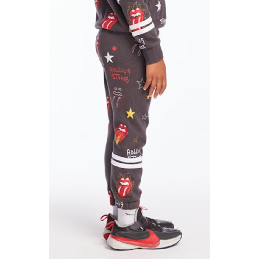 rolling stones cotton fleece lounge pant | tongue logo stars