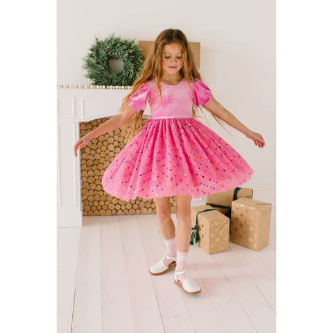 diana puff dress | bubblegum confetti