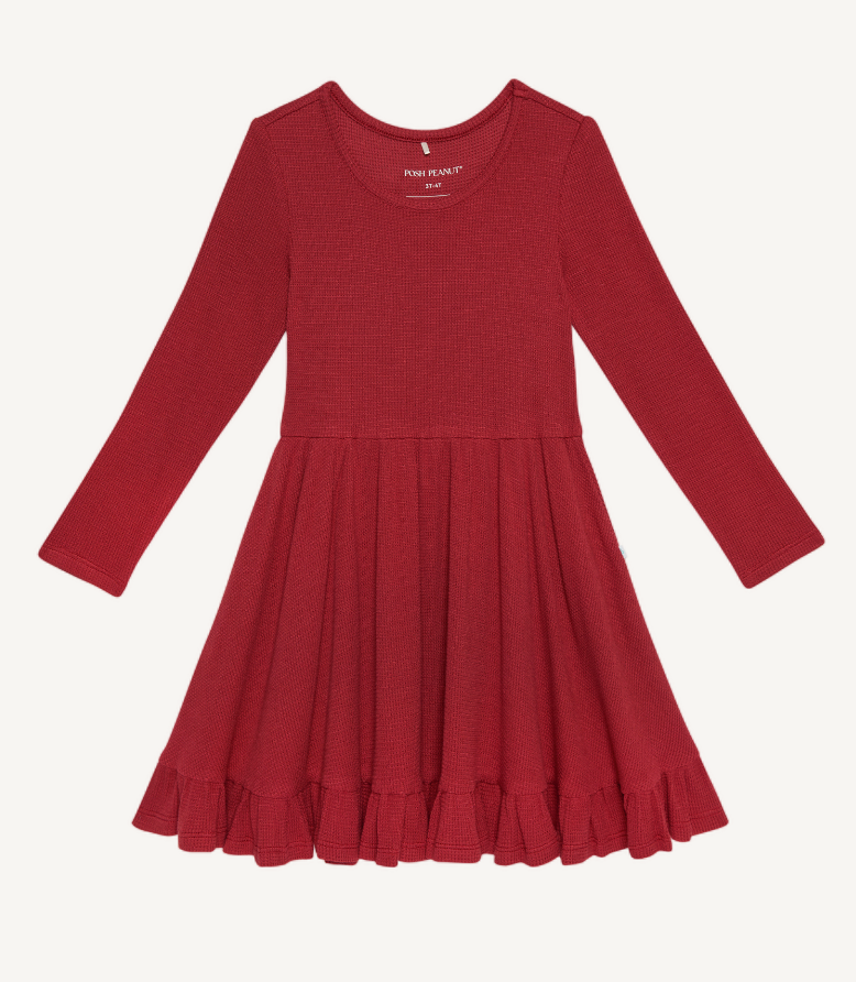 crimson waffle | ruffled twirl dress