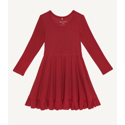 crimson waffle | ruffled twirl dress