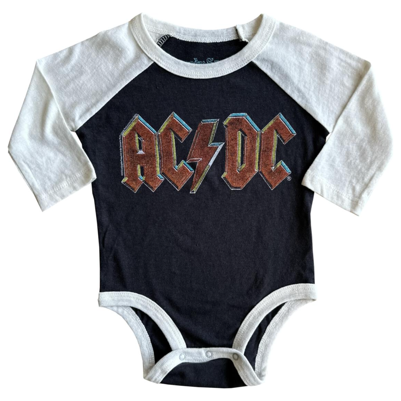 acdc organic long sleeve raglan onesie