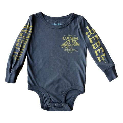 johnny cash organic long sleeve raglan onesie