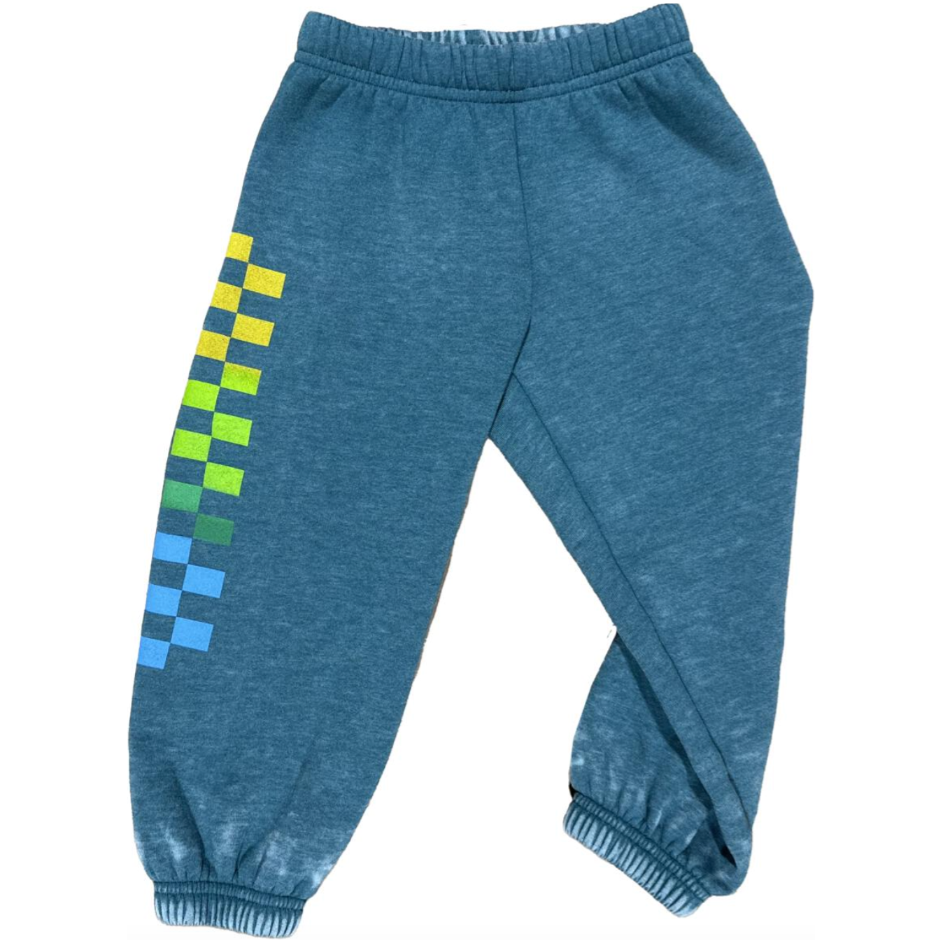 rainbow check sweatpant | river green