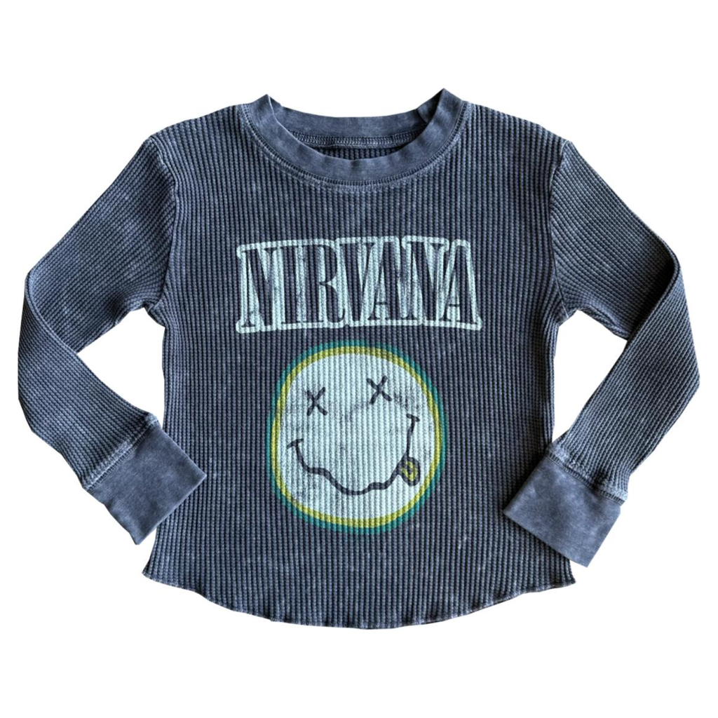 nirvana smiley long sleeve thermal tee