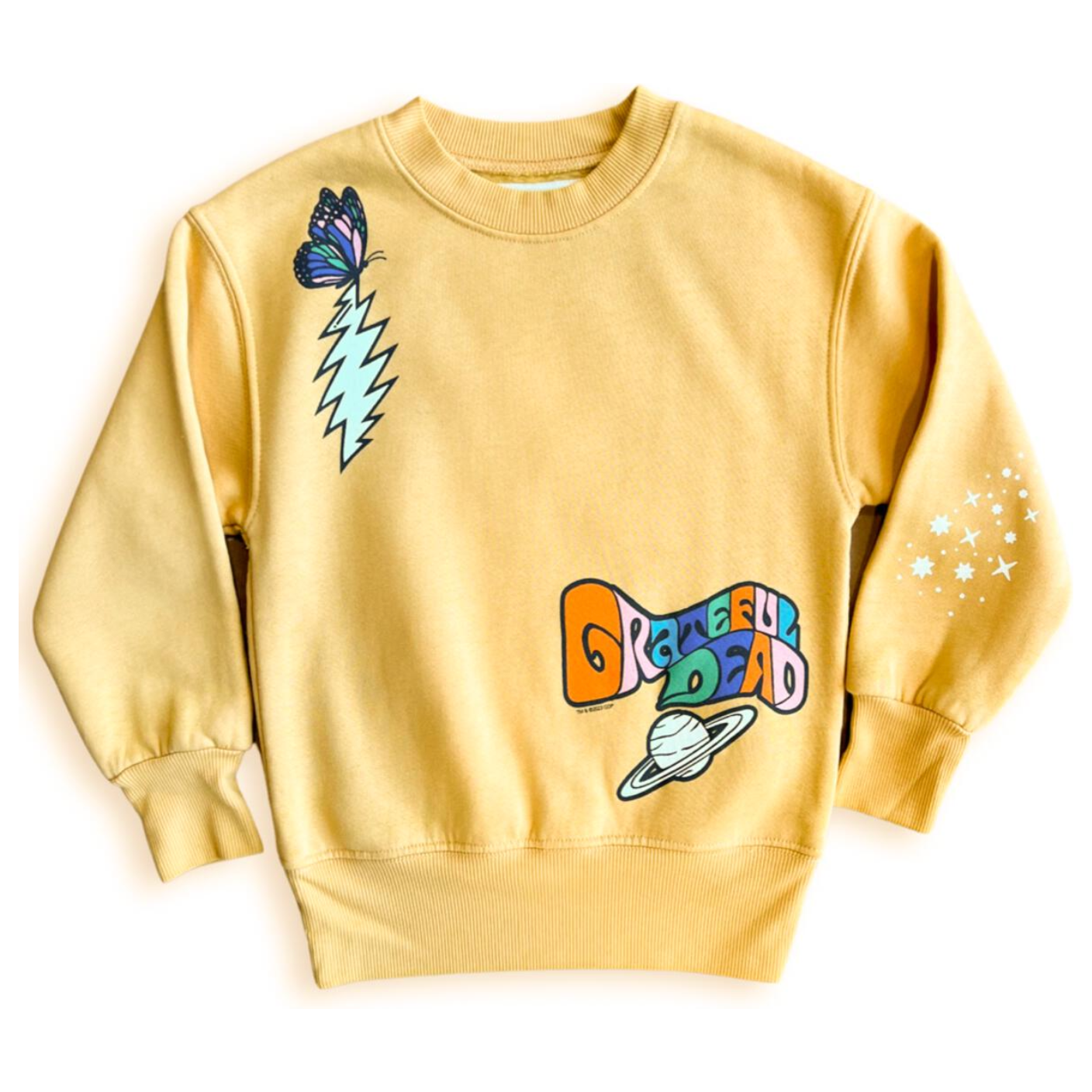 grateful dead moons crew neck sweatshirt | yellow