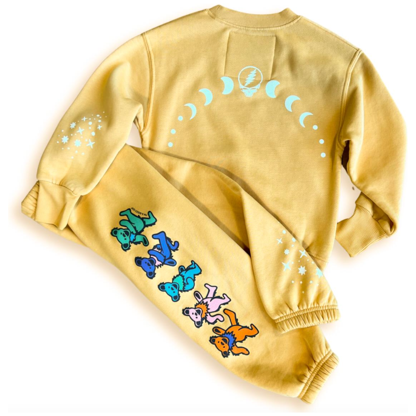 grateful dead moons crew neck sweatshirt +dancing bears sweatpant | yellow