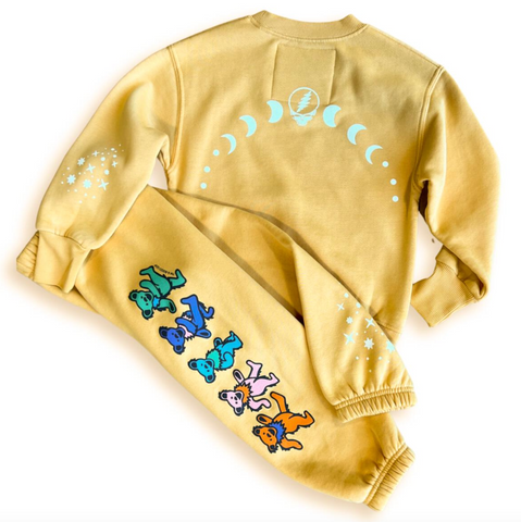 grateful dead moons crew neck sweatshirt +dancing bears sweatpant | yellow