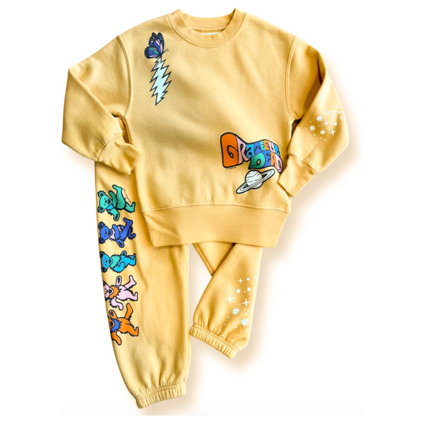 grateful dead moons crew neck sweatshirt +dancing bears sweatpant | yellow