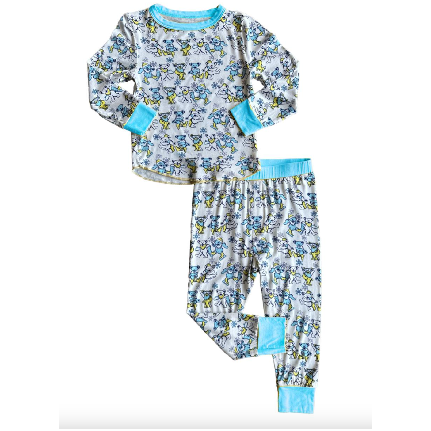 grateful dead snow bears bamboo thermal set | turquoise