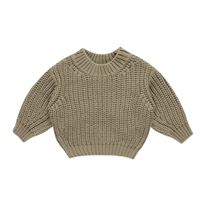 chunky knit sweater || olive