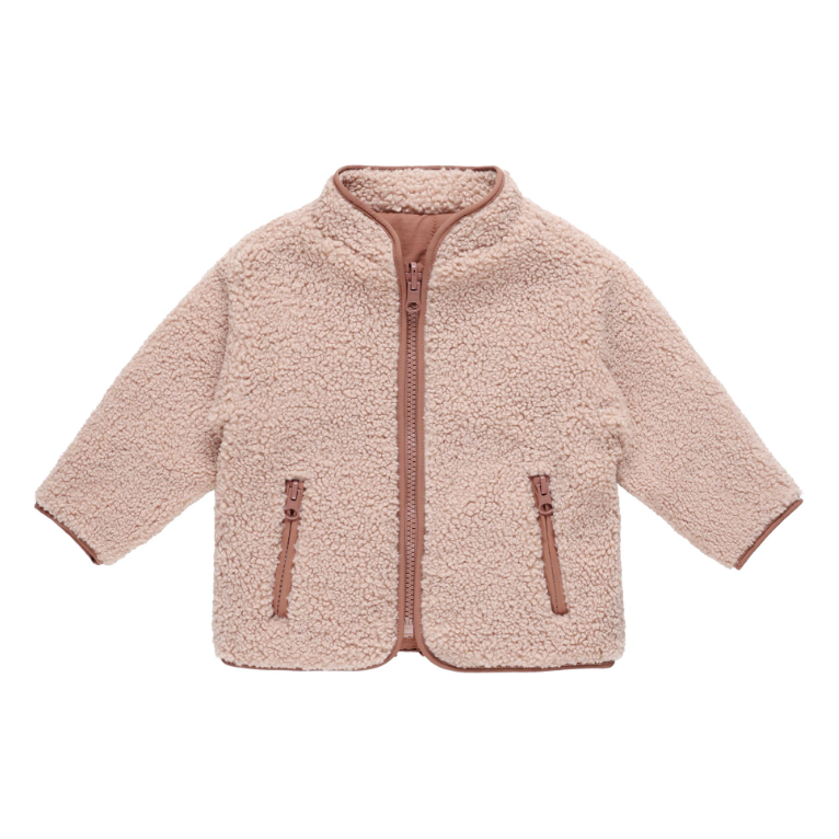 shearling zip jacket || blush