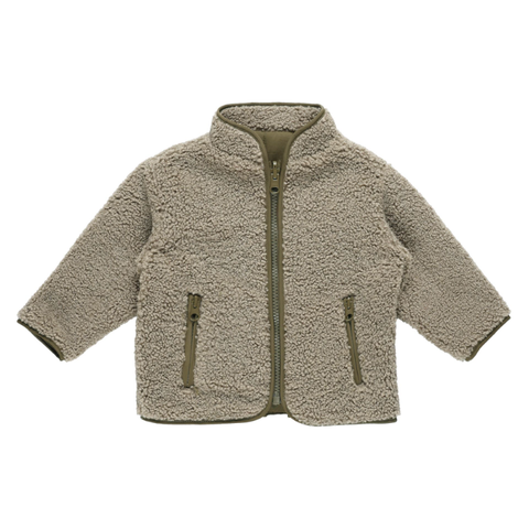 shearling zip jacket || olive