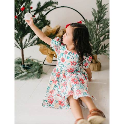 puff dress | holiday floral