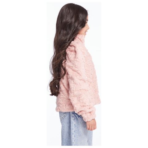 sequin faux fur puff sleeve jacket | pinky