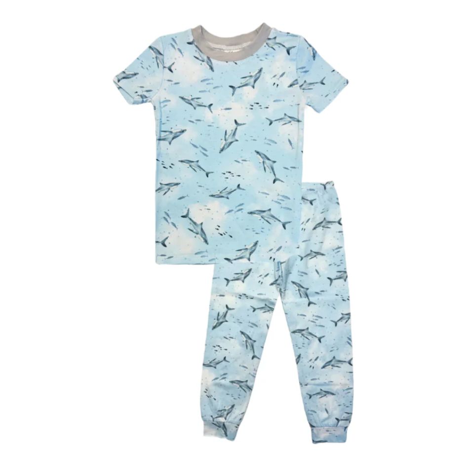 shark short sleeve pajama set