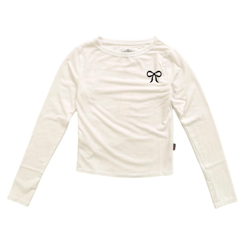 long sleeve bow tee | ivory