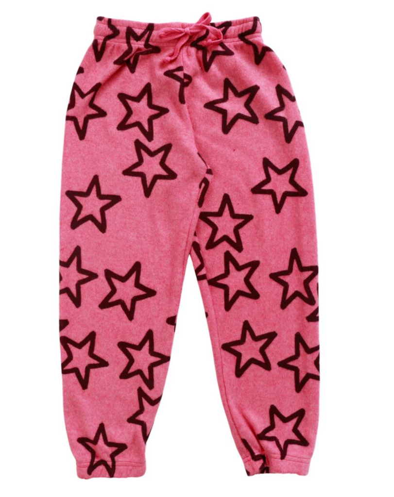 elastic waist cuff pant | fuchsia stars