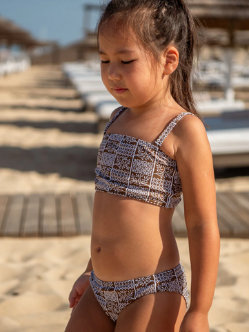 girls checker tree bandeau bikini