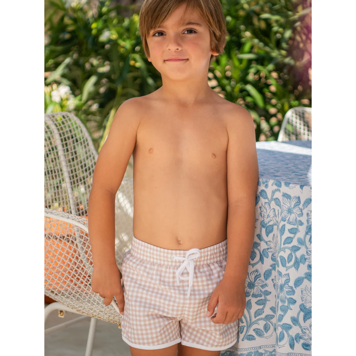 boys brown gingham boardie