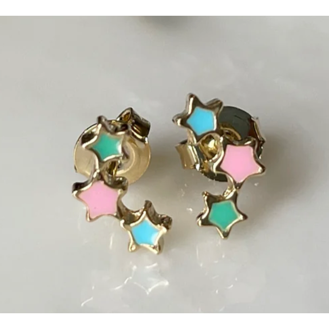 3 cluster star earring