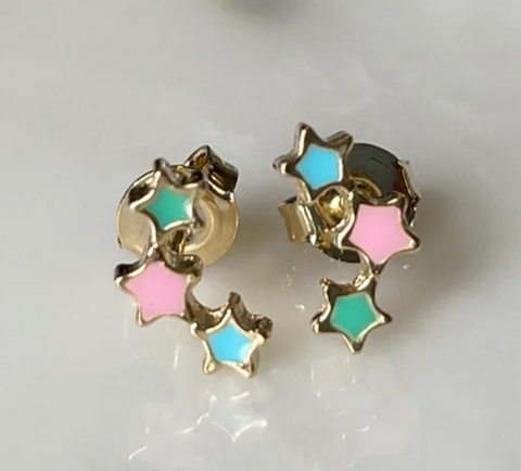 3 cluster star earring