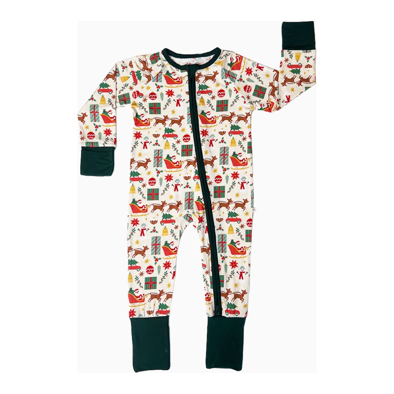 vintage christmas holiday bamboo baby pajamas convertible romper