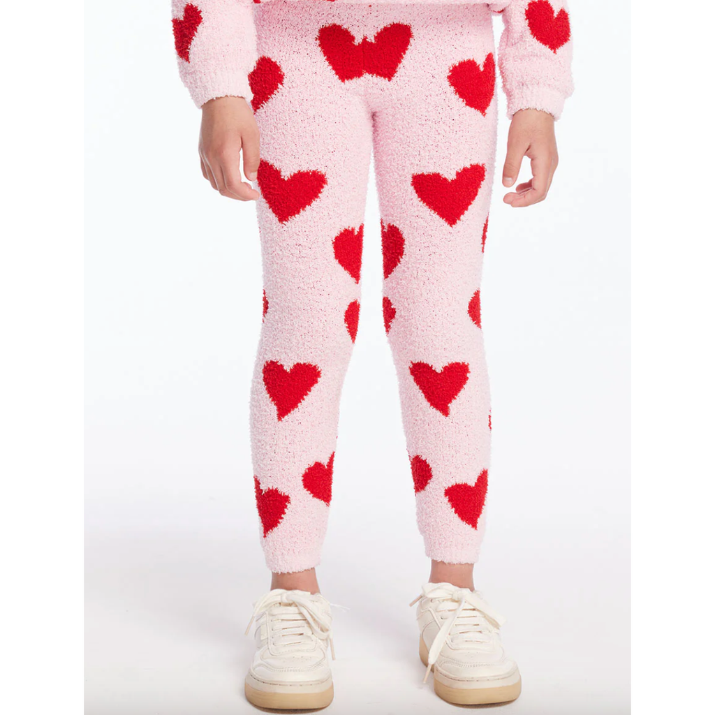 fuzzy fleece knit legging  | sugar heart