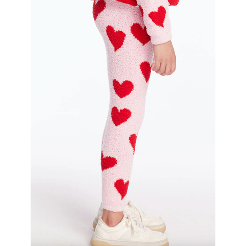 fuzzy fleece knit legging  | sugar heart