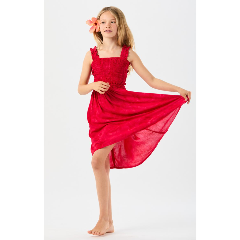 kids puka dress | marbled crimson