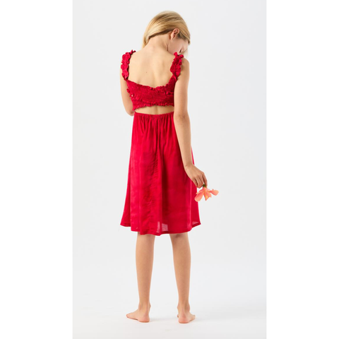 kids puka dress | marbled crimson