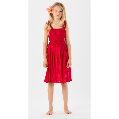 kids puka dress | marbled crimson