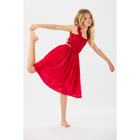 kids puka dress | marbled crimson