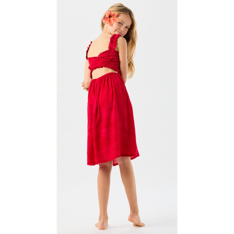 kids puka dress | marbled crimson