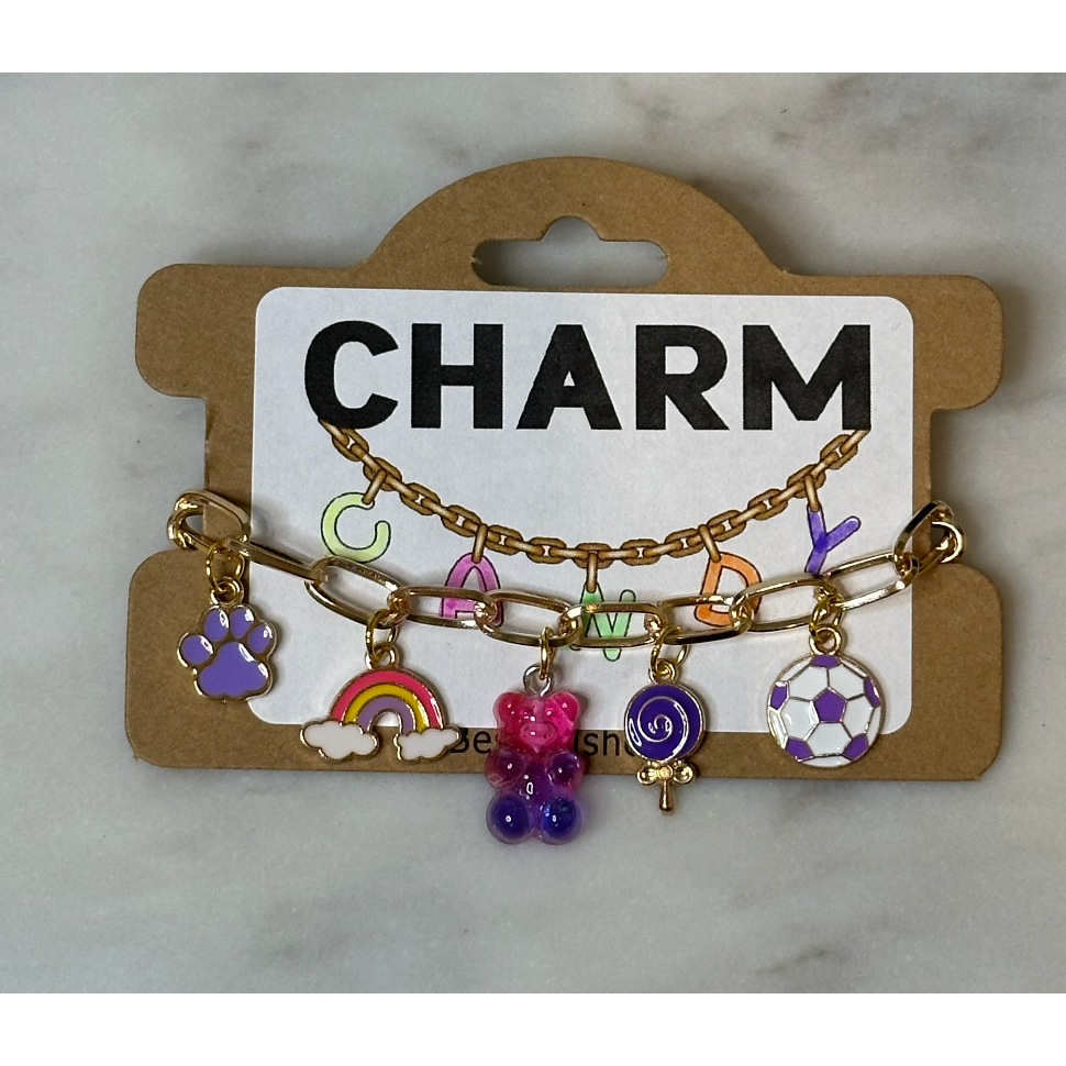 charm bracelet | pink & purple gummy bear