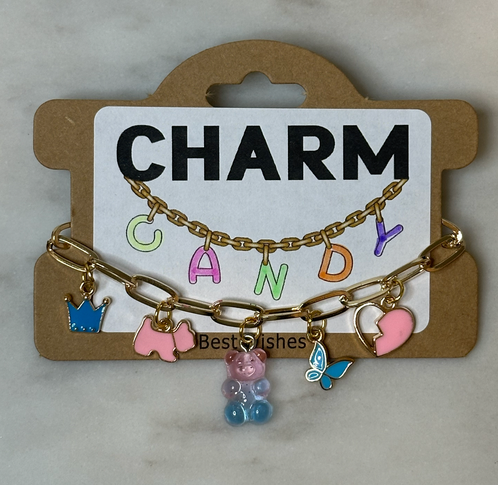 charm bracelet | pink & blue gummy bear